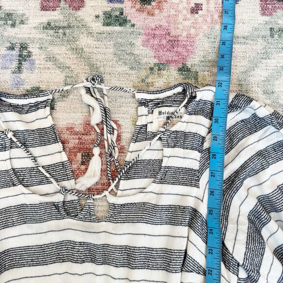 Anthropologie Striped Romper Sz Medium Long Sleeve Beachy Nautical Sailor Flowy - Picture 5 of 7